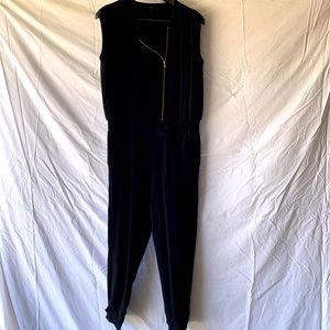 J. crew black crepe jumpsuit.  Size 6.  Gold zip.